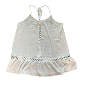 NWT Freshwater‎ Women's XL White Eyelet-Trim Halter Swim Cover Up Dress